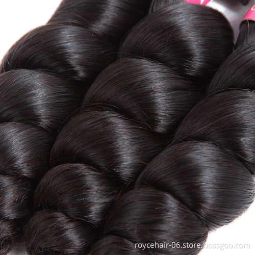 Free Sample Wholesale Price Real Unprocessed Raw Virgin Brazilian Hair Loose Wave Bundles with Frontal Closure in China